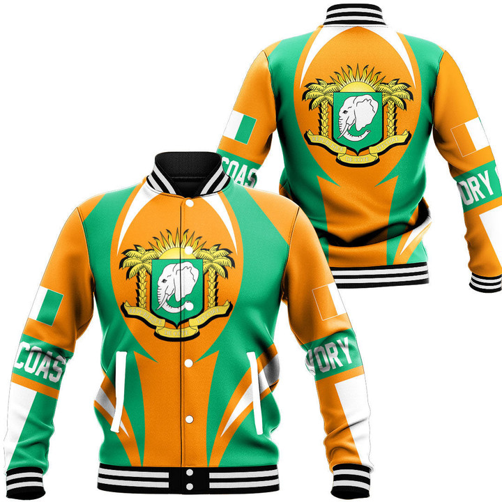 Africazone Clothing - Ivory Coast Action Flag Baseball Jacket A35