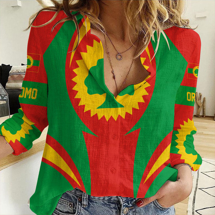 Africazone Clothing - Oromo Action Flag Women asual Shirt A35