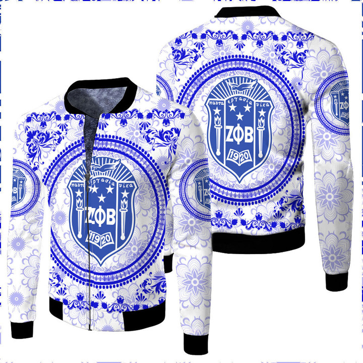 Africazone Clothing -  Zeta Phi Beta Floral Pattern Fleece Winter Jacket A35 | Africazone.store