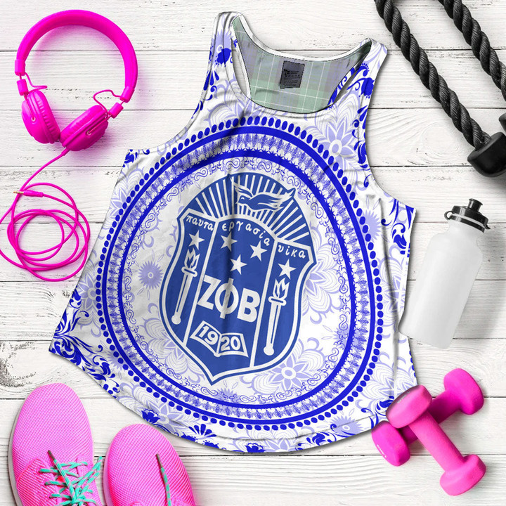 Africazone Clothing -  Zeta Phi Beta Floral Pattern Racerback Tank A35 | Africazone.store