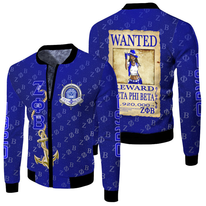 Africazone  Clothing - Zeta Phi Beta Wanted Fleece Winter Jacket A35 | Africazone.store