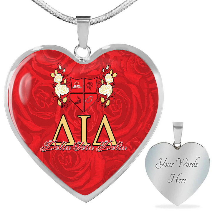 Africazone Necklace - Delta Iota Delta Necklace Rose Luxury Heart A35 | Africazone.store