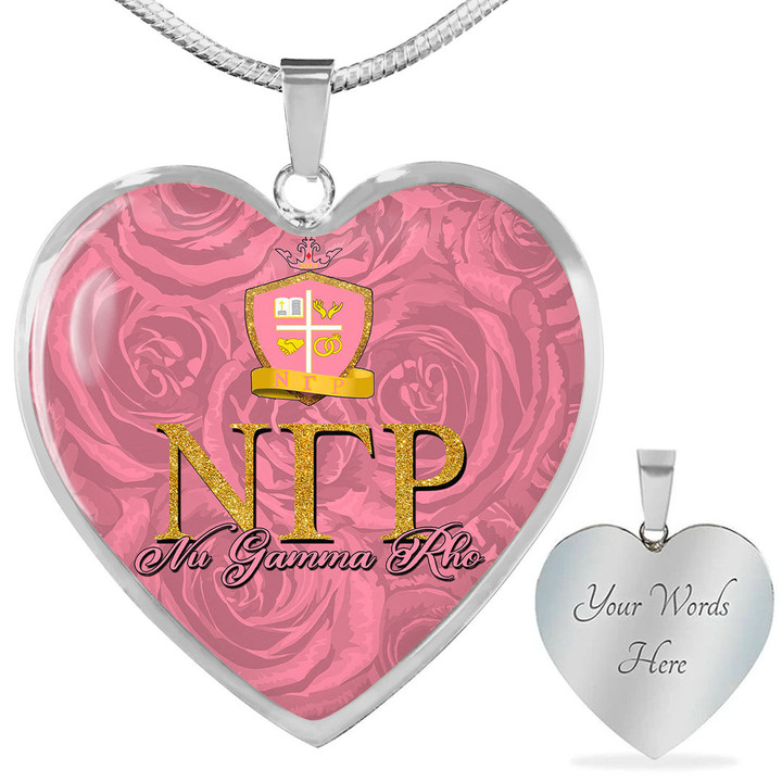 Africazone Necklace - Nu Gamma Rho Necklace Rose Luxury Heart A35 | Africazone.store