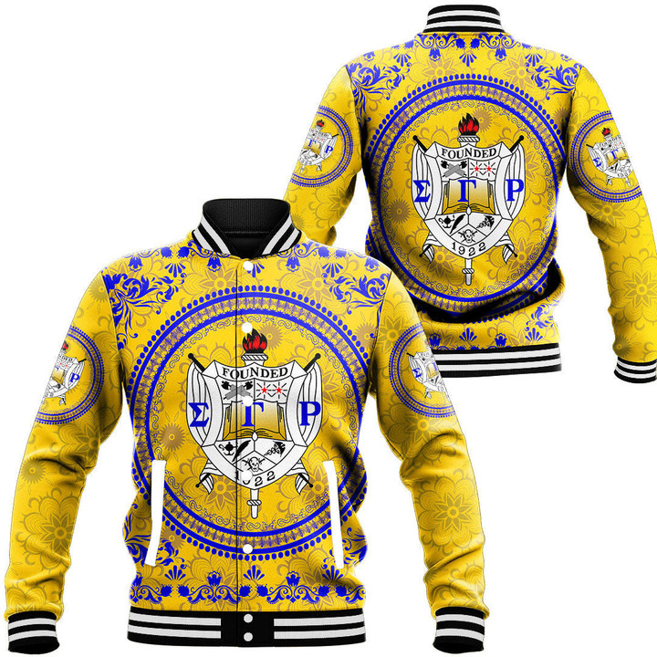 Africazone Clothing -  Sigma Gamma Rho Floral Pattern Baseball Jackets A35 | Africazone