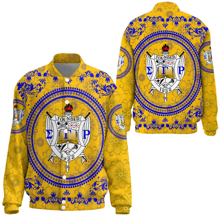 Africazone Clothing -  Sigma Gamma Rho Floral Pattern Thicken Stand-   Collar Jacket A35 | Africazone