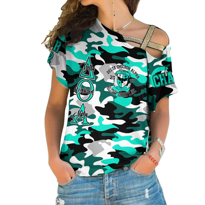 Delta Omicron Alpha  Camo One Shoulder Shirt A35 |Africazone.store