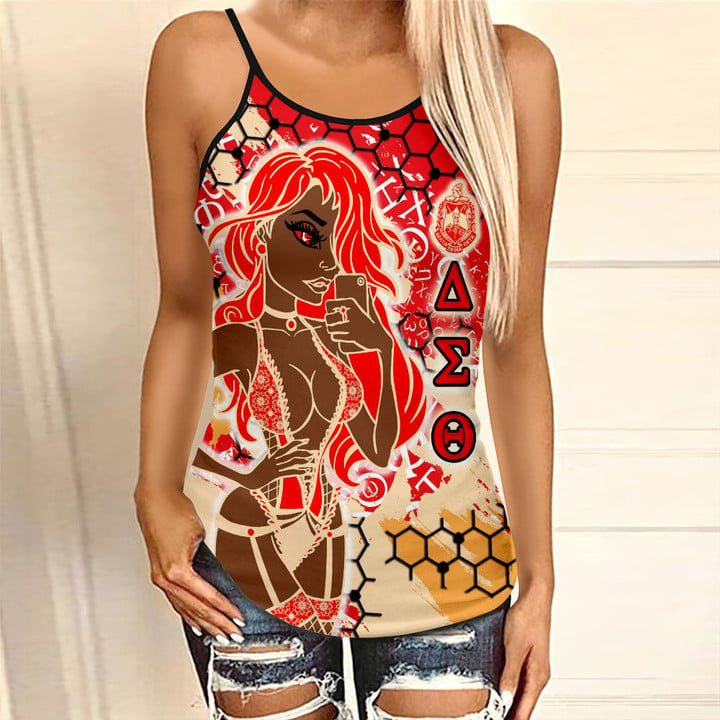 Africa Zone Clothing - Delta Sigma Theta Sorority Special Girl Criss Cross Tanktop A35 | Africa Zone