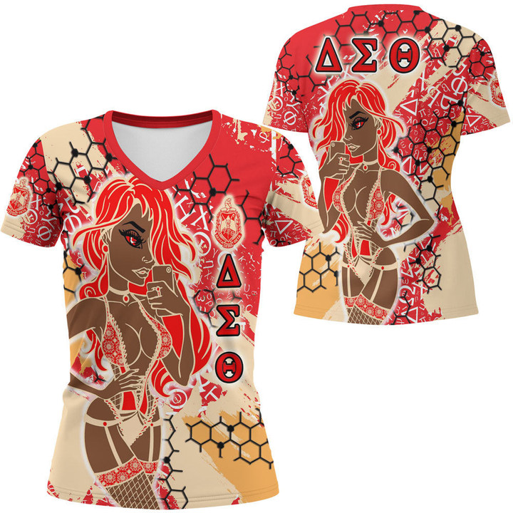 Africa Zone Clothing - Delta Sigma Theta Sorority Special Girl V-neck T-shirt A35 | Africa Zone