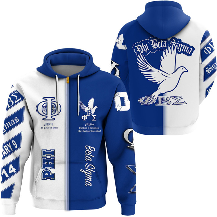 Africa Zone Clothing - Phi Beta Sigma Unique Zip Hoodie A35 | Africa Zone
