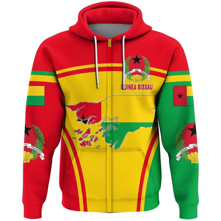 1sttheworld Clothing - Guinea Bissau Active Flag Zip Hoodie A35