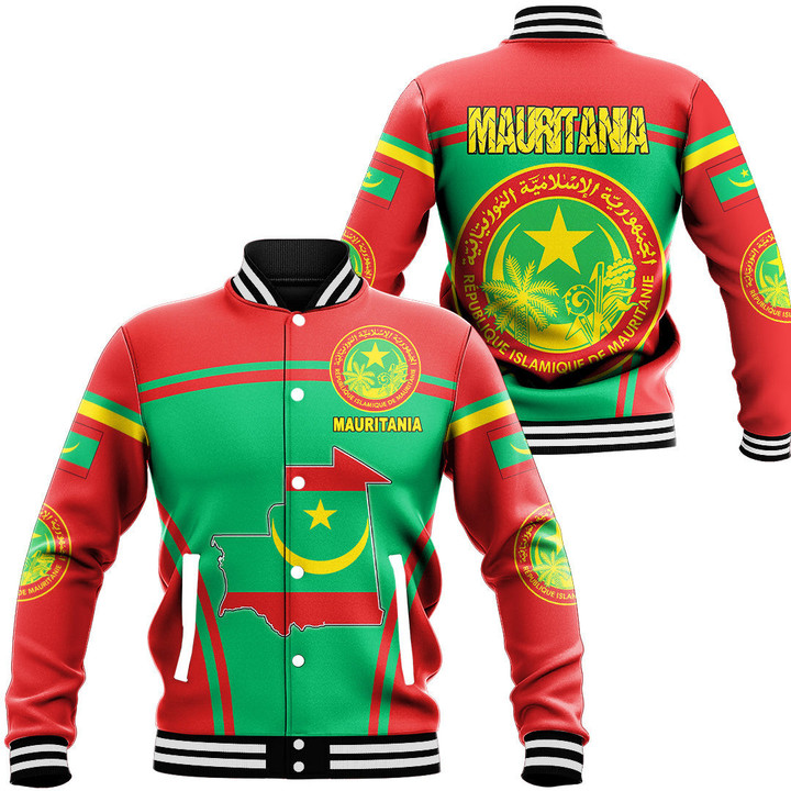 1sttheworld Clothing - Mauritania Active Flag Baseball Jacket A35