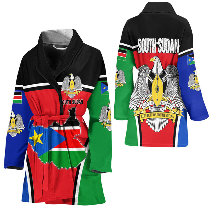 1sttheworld Clothing -South Sudan Active Flag Bath Robe A35