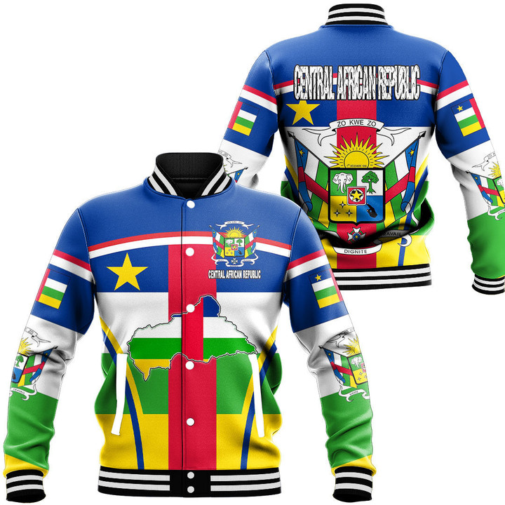 1sttheworld Clothing - Central African Republic Active Flag Baseball Jacket A35