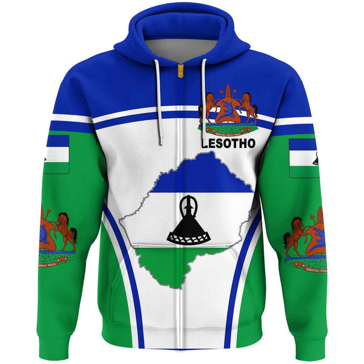 1sttheworld Clothing - Lesotho Active Flag Zip Hoodie A35