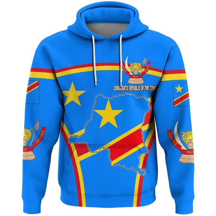 1sttheworld Clothing - Democratic Republic of the Congo Active Flag Hoodie A35