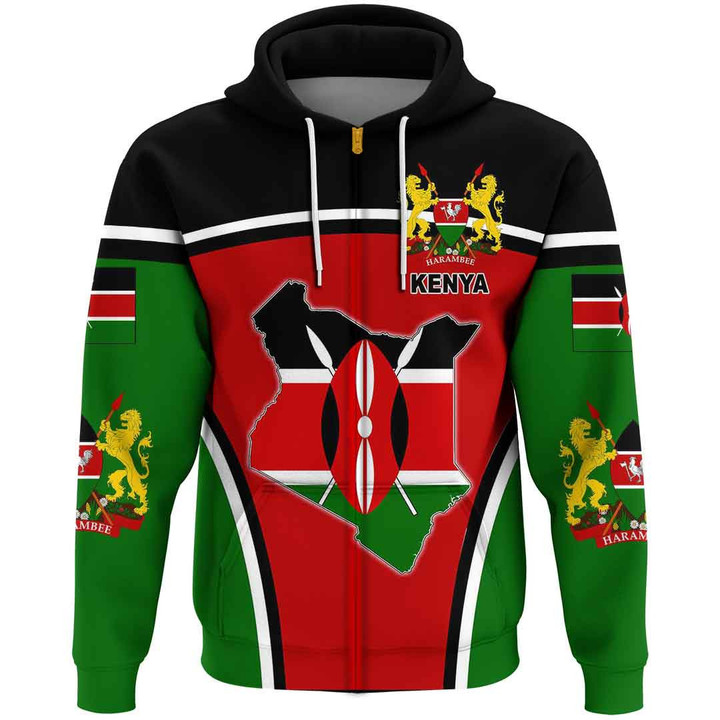 1sttheworld Clothing - Kenya Active Flag Zip Hoodie A35