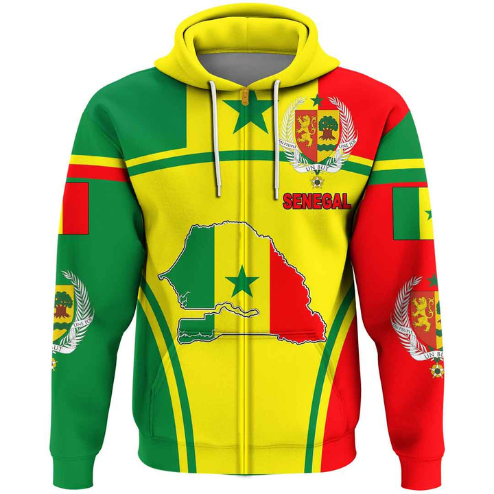 1sttheworld Clothing - Senegal Active Flag Zip Hoodie A35