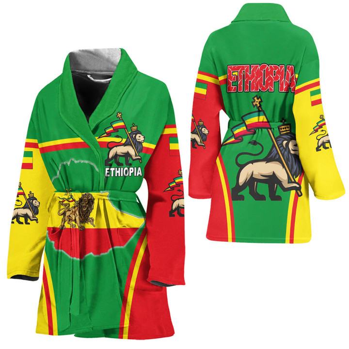 1sttheworld Clothing -Ethiopia Lion Active Flag Bath Robe A35