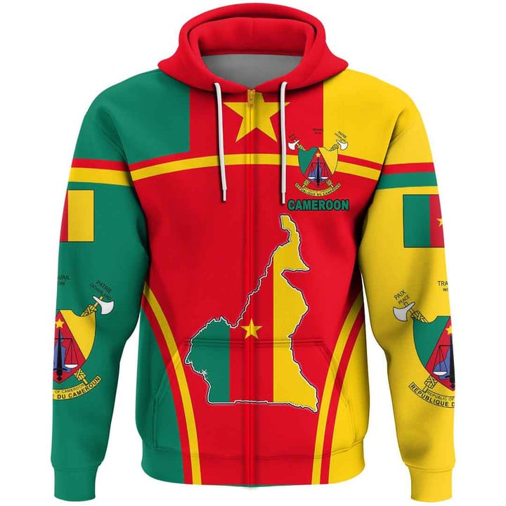 1sttheworld Clothing - Cameroon Active Flag Zip Hoodie A35