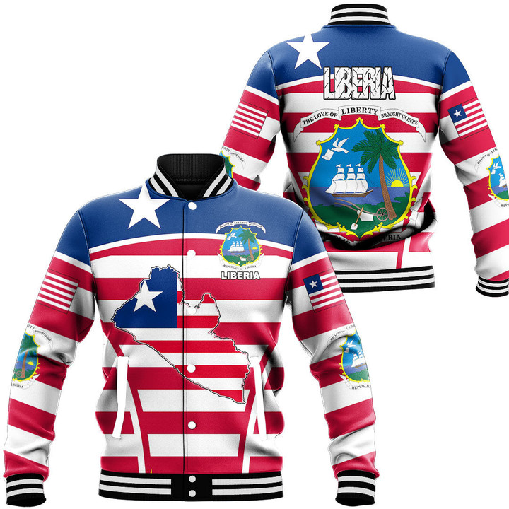 1sttheworld Clothing - Liberia Active Flag Baseball Jacket A35