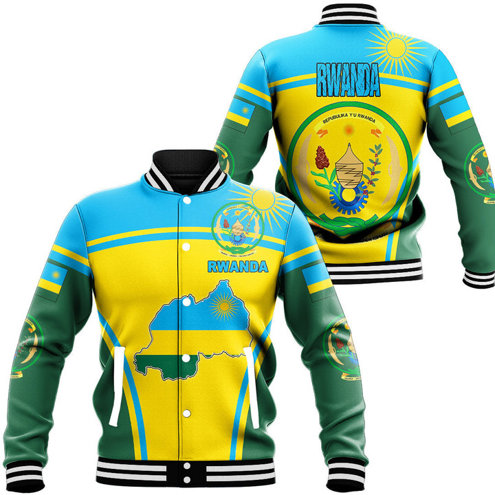 1sttheworld Clothing - Rwanda Active Flag Baseball Jacket A35
