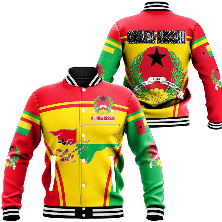 1sttheworld Clothing - Guinea Bissau Active Flag Baseball Jacket A35