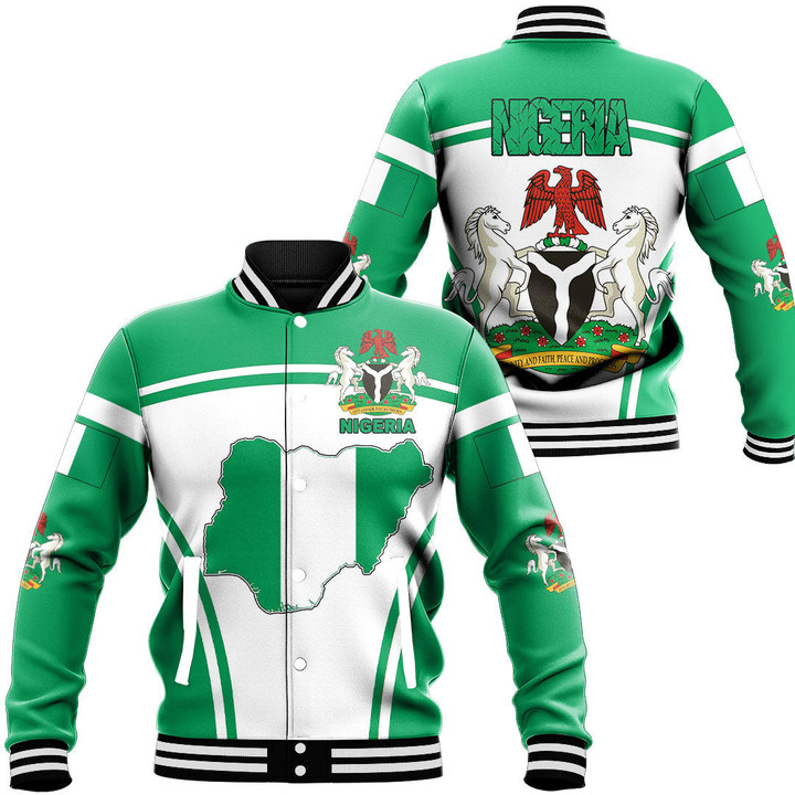 1sttheworld Clothing - Nigeria Active Flag Baseball Jacket A35
