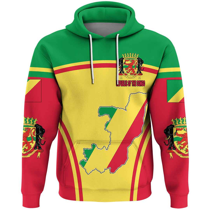 1sttheworld Clothing - Republic of the Congo Active Flag Hoodie A35