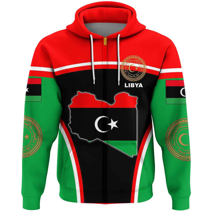 1sttheworld Clothing - Libya Active Flag Zip Hoodie A35