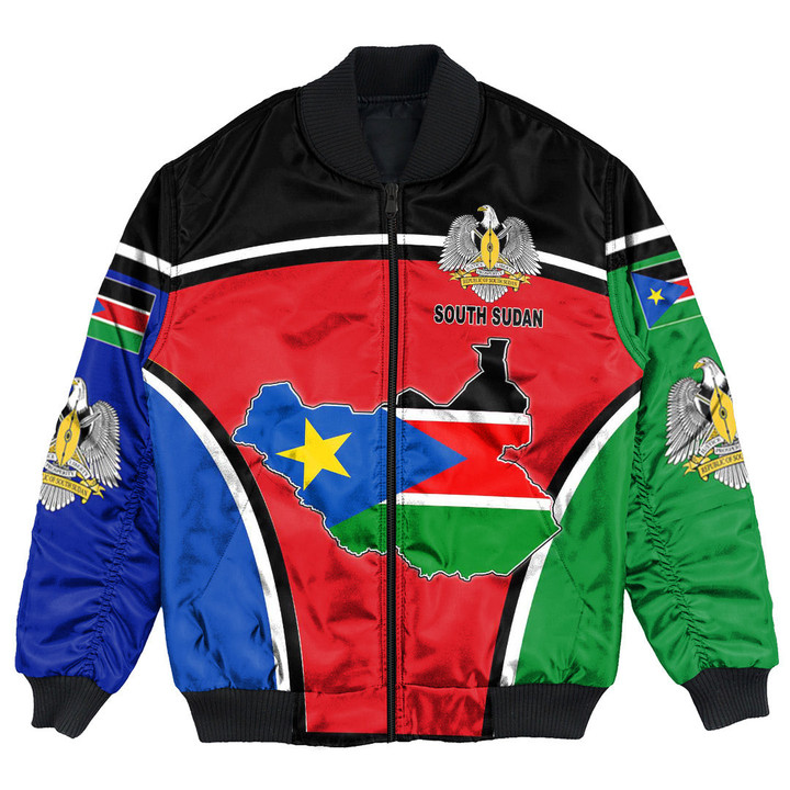 1sttheworld Clothing - South Sudan Active Flag Bomber Jacket A35