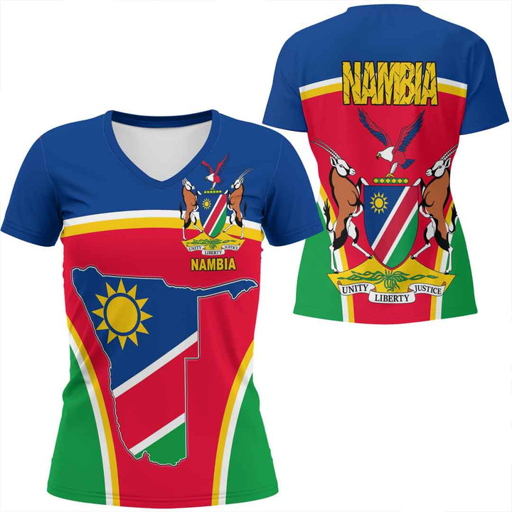 1sttheworld Clothing - Nambia Bincjou Women V-neck T-Shirt A35