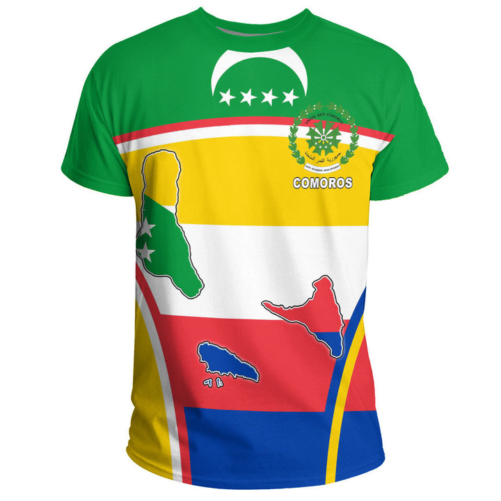 1sttheworld Clothing - Comoros Active Flag T-Shirt A35