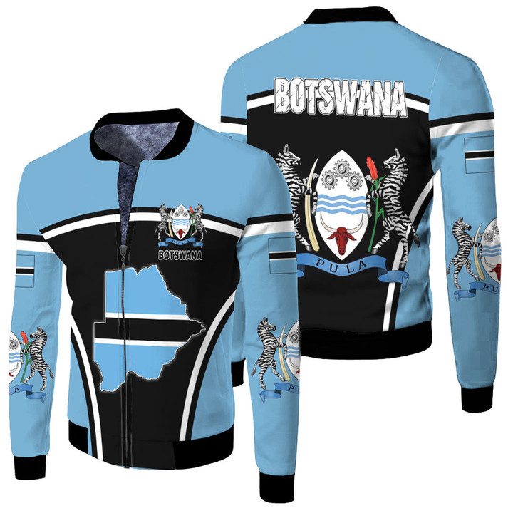 1sttheworld Clothing - Botswana Active Flag Fleece Winter Jacket A35