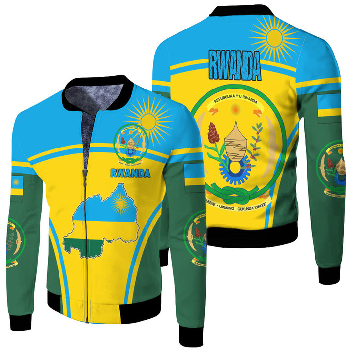 1sttheworld Clothing - Rwanda Active Flag Fleece Winter Jacket A35