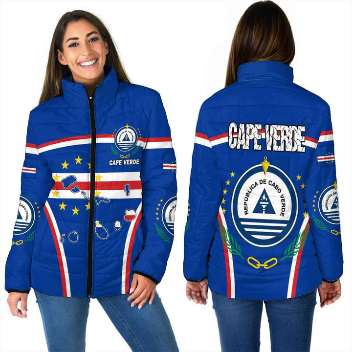 1sttheworld Clothing - Cape Verde Active Flag Women Padded Jacket a35