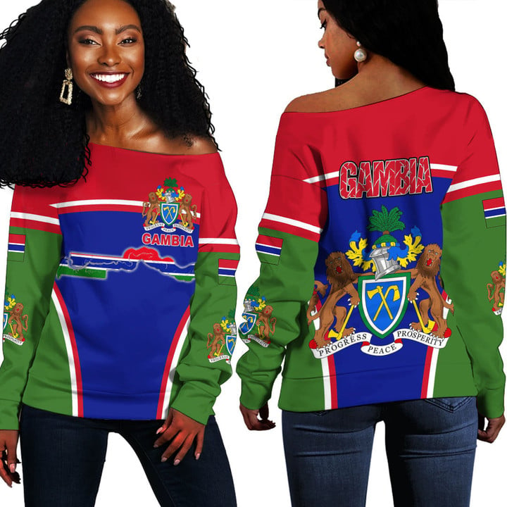 1sttheworld Clothing -  Gambia Active Flag Off Shoulder Sweater A35