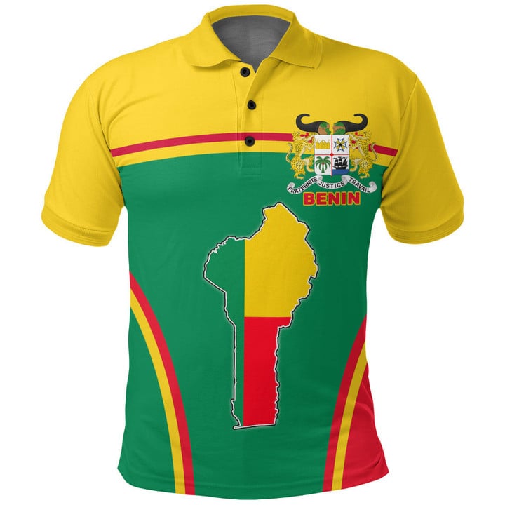 1sttheworld Clothing - Benin Active Flag Polo Shirt A35