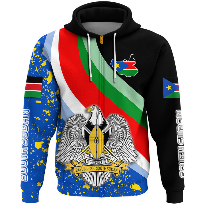 1sttheworl Clothing - South Sudan Special Flag Zip Hoodie A35