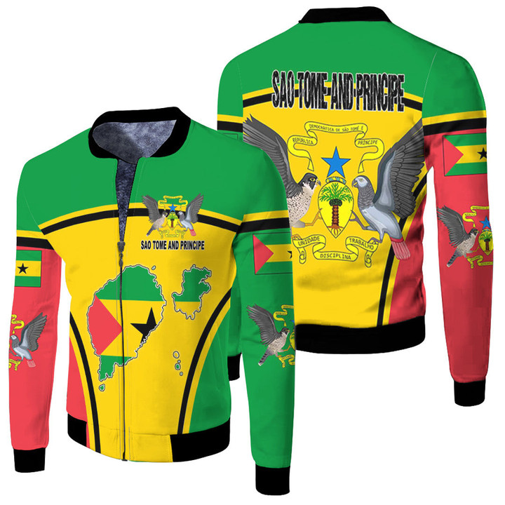 1sttheworld Clothing - Sao Tome and Principe Active Flag Fleece Winter Jacket A35