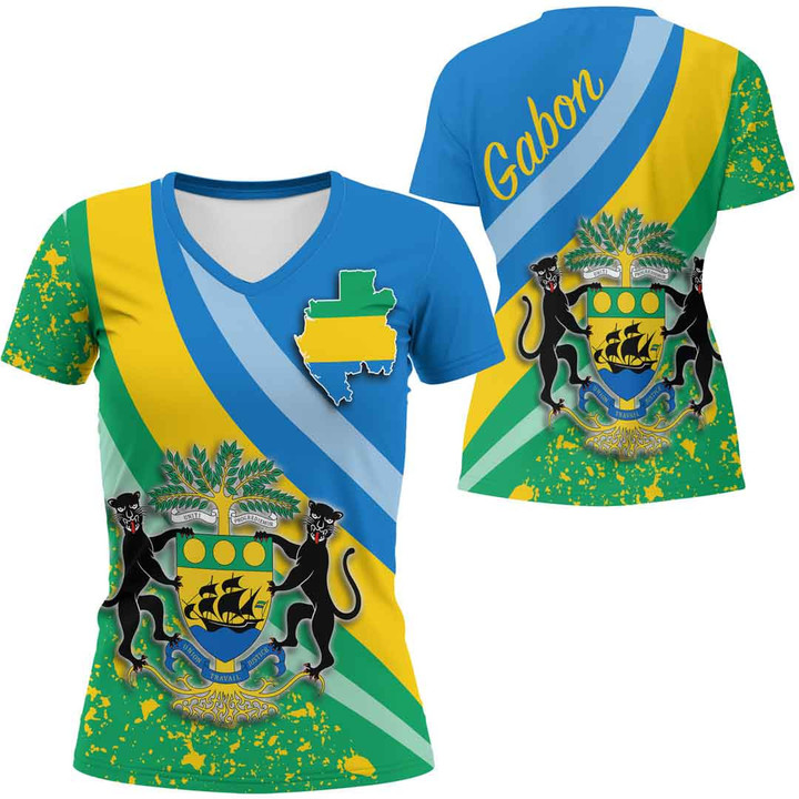 1sttheworld Clothing - Gabon Special Women V-neck T-Shirt A35