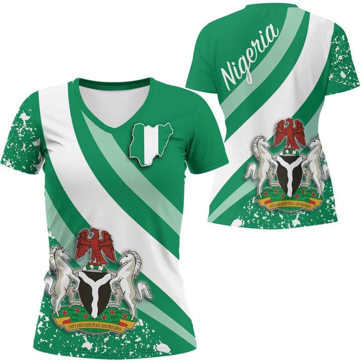 1sttheworld Clothing - Nigeria Special Women V-neck T-Shirt A35