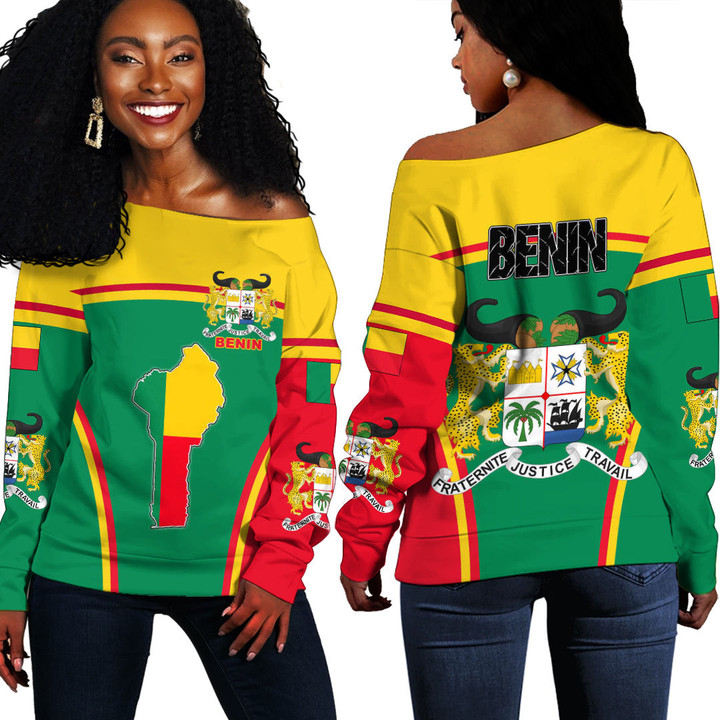 1sttheworld Clothing -  Benin Active Flag Off Shoulder Sweater A35