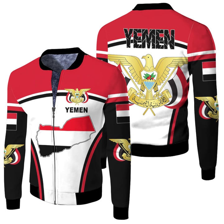 1sttheworld Clothing - Yemen Active Flag Fleece Winter Jacket A35