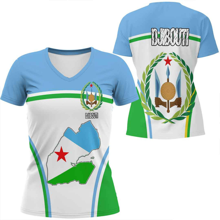 1sttheworld Clothing - Djibouti Bincjou Women V-neck T-Shirt A35