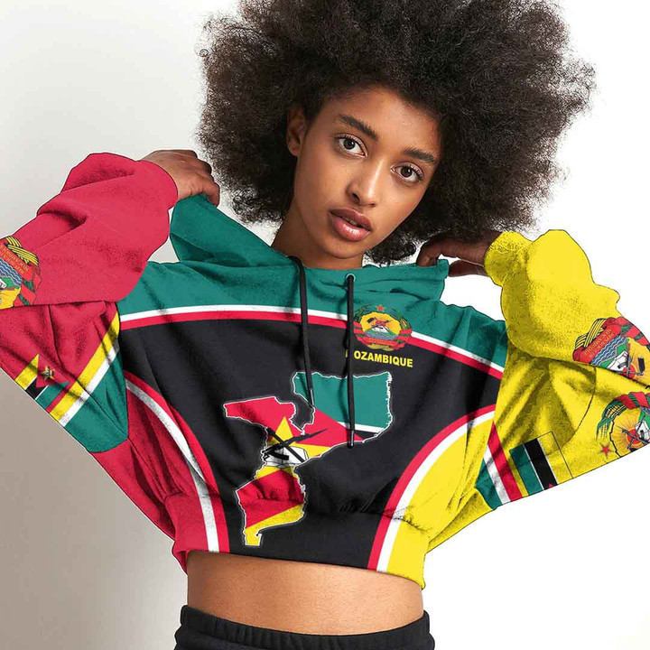 1sttheworld Clothing - Mozambique Active Flag Croptop Hoodie A35