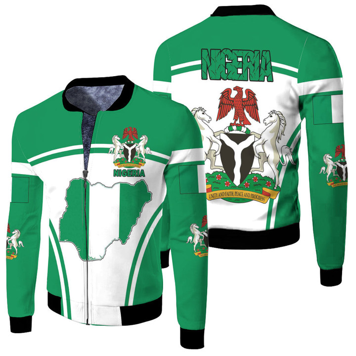 1sttheworld Clothing - Nigeria Active Flag Fleece Winter Jacket A35