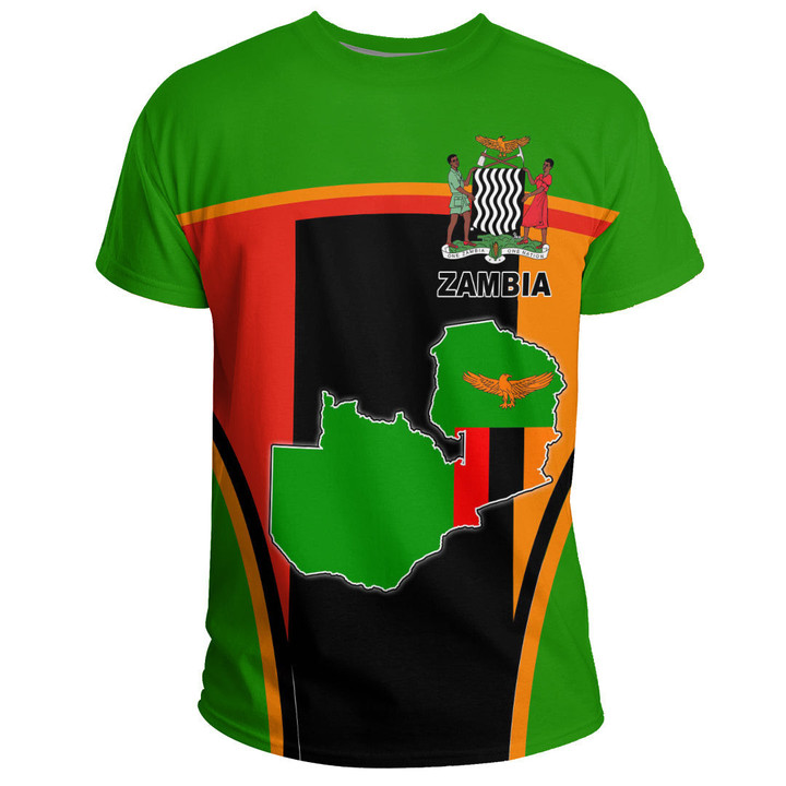 1sttheworld Clothing - Zambia Active Flag T-Shirt A35