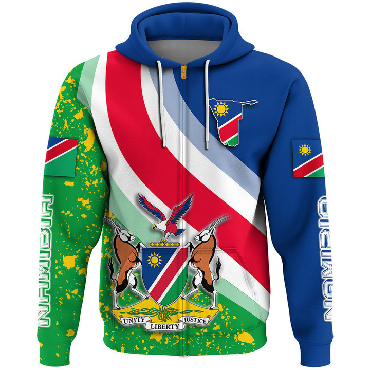 1sttheworl Clothing - Namibia Special Flag Zip Hoodie A35