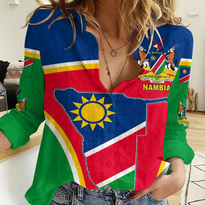 1sttheworld Clothing - Namibia Active Flag Women Casual Shirt A35