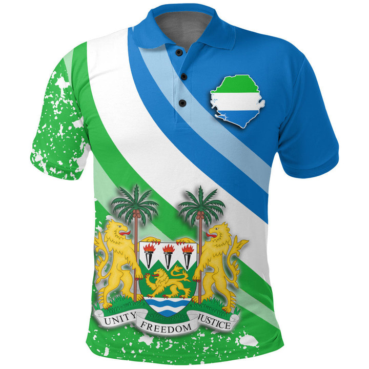 1sttheworld Clothing - Sierra Leone Special Flag Polo Shirt A35
